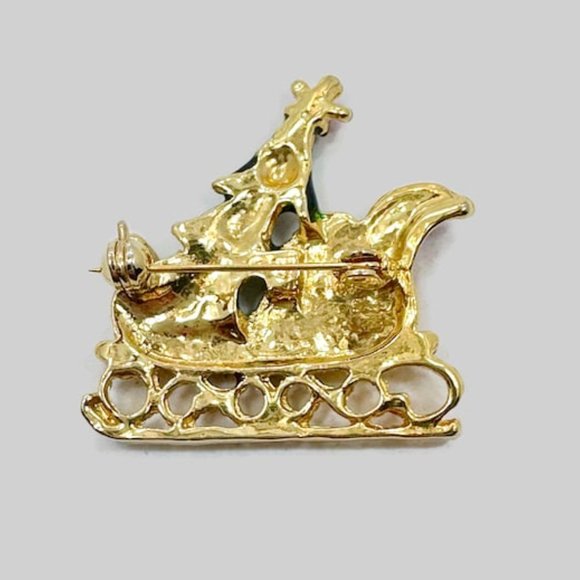 Christmas Jewelry Lot,  Reindeer, Sleight, Tree, Brooch, Enamel, Bracelet,Vintag - Picture 5 of 8